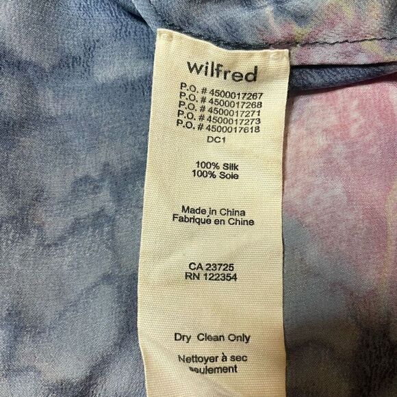 Aritzia Wilfred Free Silk Dress Blue Floral Spagetti Strap Ruffle Mini Summer Si - Picture 7 of 12